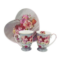 SERENITY ROSE 2PC 280CC MUG SET HEART
