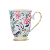 ROMANTIC GARDEN AQUA FOOTED MUG