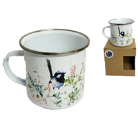 8X7.8CM ENAMEL MUG WITH WREN