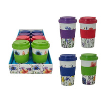 BAMBOO TRAVEL MUG WILD FLOWERS 4ASST UN8