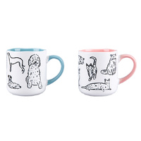 EMBOSSED CATS AND DOGS MUG 450ML 2ASST