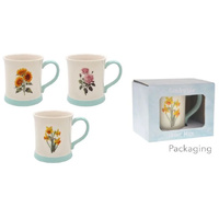 EMBOSSED FLOWER MUG 3ASST