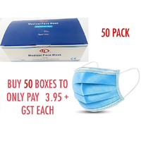 DISPOSABLE BLUE FACE MASK BOX 50