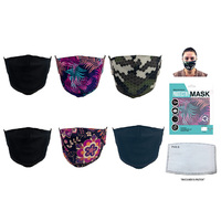 FACE MASK PATTERN W/FILTER 6ASST SOLD QTY 12