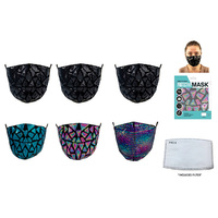FACE MASK SEQUINS S/FILTER 4ASST SOLD QTY 12