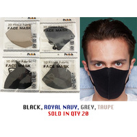 3PLY COTTON MASK COLOURS SOLD QTY 20