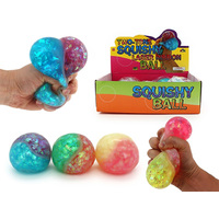 2 TONE SQUISHY LASER RIBBON BALL 10CM UN6