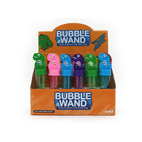 BUBBLE WAND 14CM W/DINOSAUR TOPPER 30ML UN24