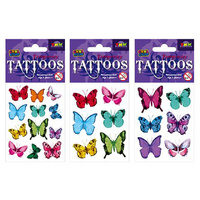 TATTOOS BUTTERFLY 3ASST sold qty12