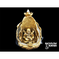 13CM GOLD HAPPY BUDDHA BACKFLOW BRNR QTY 2