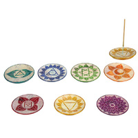 7 CHAKRA ROUND INCENSE HOLDER 8CM 7ASST
