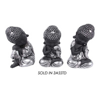 22CM SLVER CUTE SITTING BUDDHA 3AS