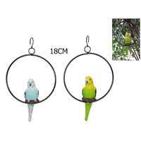 18CM REALISTIC BUDGIE IN RING 2AST SOLD QTY4
