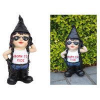 33CM BORN TO RIDE BIKER CHICK GNOME