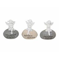 9CM ANGEL ON SENTIMENTAL ROCK 3ASST QTY 6