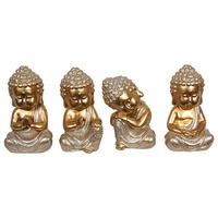 15CM GOLD BUDDHA MONK SITTING 4ASST