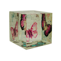 CRYSTAL CUBE PURPLE BUTTERFLY 6CM