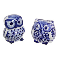16/12CM BLUE WILLOW ATHENA OWL 2ASST
