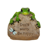 10CM FROG ON INSP GARDEN ROCK QTY 4