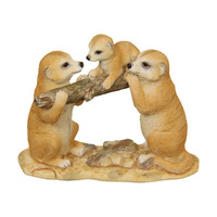 14CM MEERKAT FAMILY W/BABY ON LOG QTY 2