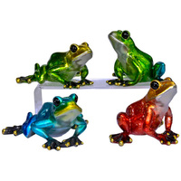 13CM SHINY MARBLE LOOK SITTING FROG 4ASST