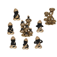 7CM BLACK/GOLD RULAI BUDDHA ON DISP UN24
