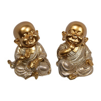 14CM GOLD HAPPY BUDDHA/SILVER ROBE 2ASST