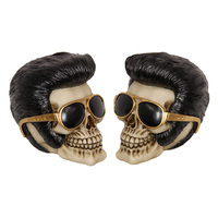 16CM ELVIS SKULL WITH GOLD GLASSES QTY 2
