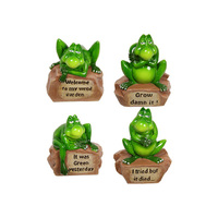 12CM GREEN MARBLE FROG W/WORDS 4ASST