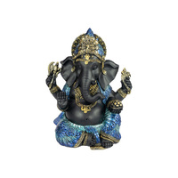 21CM SITTING PEACOCK COLOURED GANESH