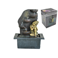 28CM RESTING GOLD BUDDHA FOUNTAIN W/LIGHT