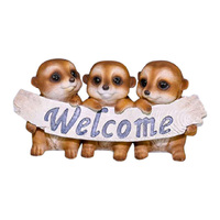 25CM TRIPLE MEERKATS ON WELCOME LOG