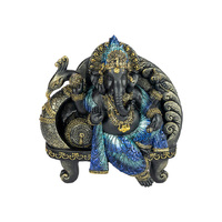 21CM SITTING PEACOCK GANESH ON THRONE