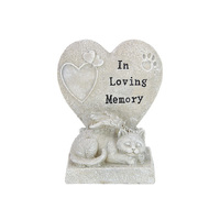 28CM MEMORIAL CAT W/LOVE HEART