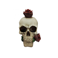 DESKTOP SKULL WITH ROSE STATUE 16CM