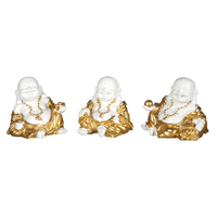 4CM WHITE AND GOLD BUDDHA 3ASST QTY 9