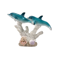 24CM TWIN DOLPHIN ON CORAL