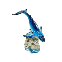 23CM MARBLE WHALE ON CORAL