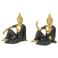 12CM SITTING BUDDHA W/BLK ROBE 2ASST