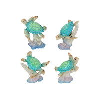 8.5CM MARBLE TURTLE ON COLOUR CORAL 4ASST