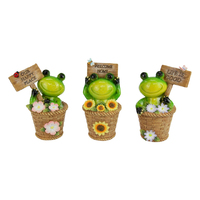 13CM INSPIRATIONAL FROG IN FLOWER BASKET QTY 3