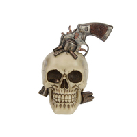 18CM SKULL W/GUN IN HEAD