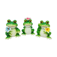 10CM SITTING FROG W/FLOWER 3ASST QTY 6