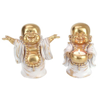 16CM GOLD/GREY HAPPY BUDDHA 2ASST