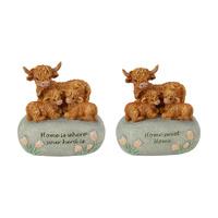 11CM HIGHLAND COW ON INSPIRATIONAL ROCK SOLD QTY 2