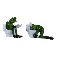 12CM MARBLE FROG ON TOILET 2ASST