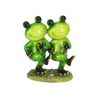 13CM MARBLE GREEN DANCING DUO FROGS SOLD QTY2