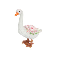 44CM STANDING GOOSE WITH FLORAL FINISH QTY 2