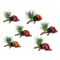 10CM LADYBUG ON BRANCE W/GREENERY 2ASST QTY 6
