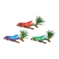 13CM LIZARD ON LOG W/GREENERY 3ASST QTY 6
